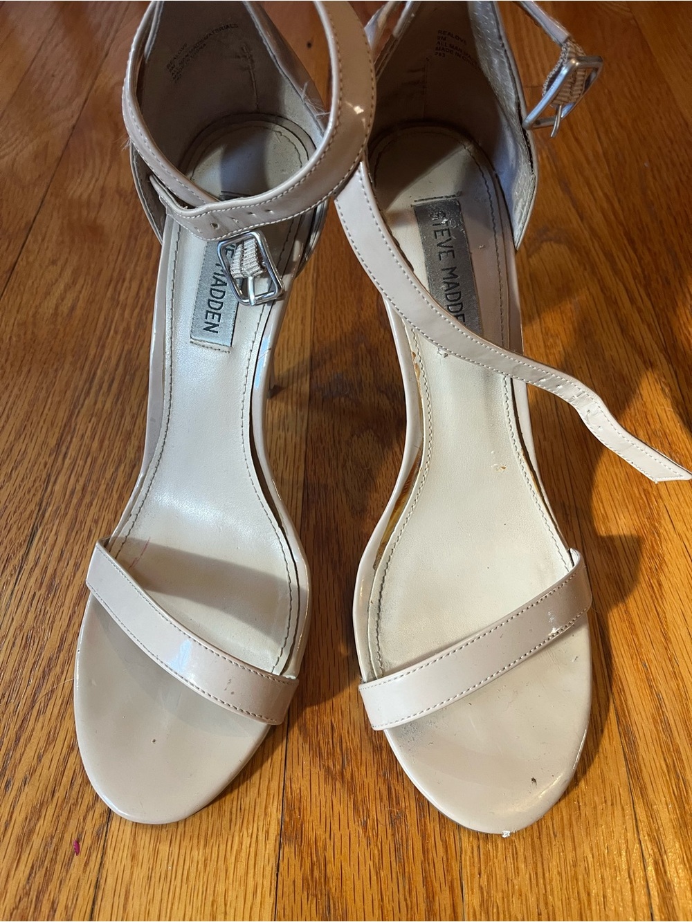 Steve Madden Nude Beige Ankle-Strap Heels